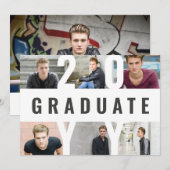 Moderne foto collage grafische typografie-afstuder aankondiging (Voorkant / Achterkant)