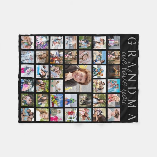 Moderne Foto Collage GRANDMA WE HOUDEN VAN JE scri Fleece Deken (Voorkant (Horizontaal))