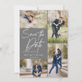 Moderne foto Collage Gray Save The Date (Voorkant)