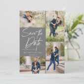 Moderne foto Collage Gray Save The Date (Staand voorkant)