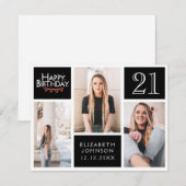 Moderne foto Collage Happy 21e verjaardag Bedankkaart (Voorkant / Achterkant)