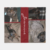 Moderne foto collage hond Bourgogne Fleece Deken (Voorkant (Horizontaal))