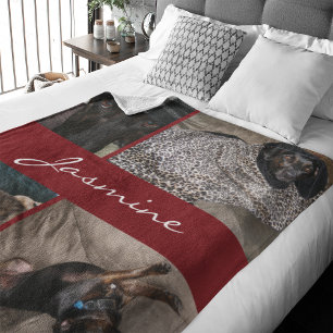 Moderne foto collage hond Bourgogne Fleece Deken