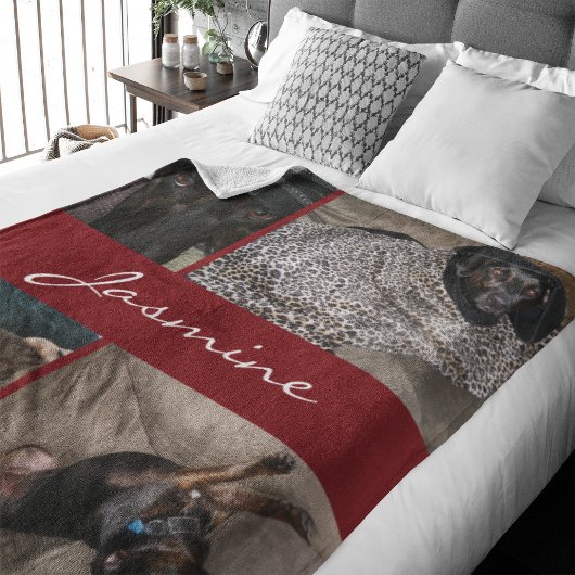 Moderne foto collage hond Bourgogne Fleece Deken