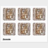 moderne foto-collage hond grappig vierkante sticker (Vel)
