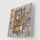 moderne foto-collage-hond grappige  vierkante klok (Hoek)