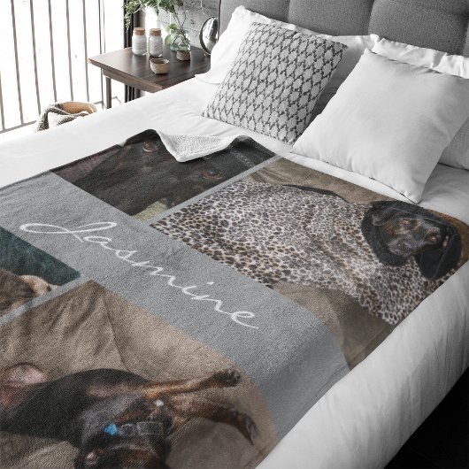 Moderne foto collage hond grijs fleece deken