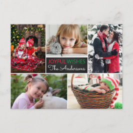 Moderne foto Collage Joyful Wishes Kerstmis Briefkaart
