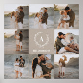 Moderne foto collage krans monogram familie bruin poster (Voorkant)