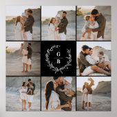Moderne foto collage krans monogram paar poster (Voorkant)