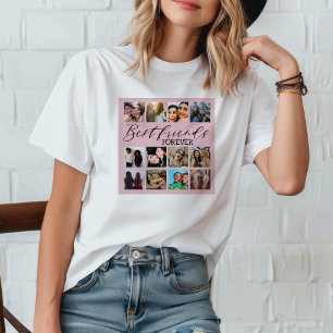 Moderne foto-collage met roze beste vriendinnen  t-shirt