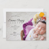 Moderne foto collage Monogram pasgeboren meisje ge Aankondiging (Voorkant)