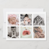 Moderne foto collage Monogram pasgeboren meisje ge Aankondiging (Achterkant)