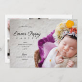 Moderne foto collage Monogram pasgeboren meisje ge Aankondiging (Voorkant / Achterkant)