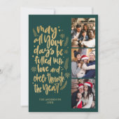 Moderne foto collage Nieuwjaar script   Feestdagenkaart (Voorkant)