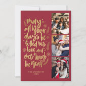 Moderne foto collage Nieuwjaar script Feestdagenkaart (Voorkant)