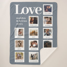 Moderne foto collage paar liefde stoffig blauw sherpa deken