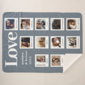 Moderne foto collage paar liefde stoffig blauw sherpa deken (Voorkant (horizontaal))