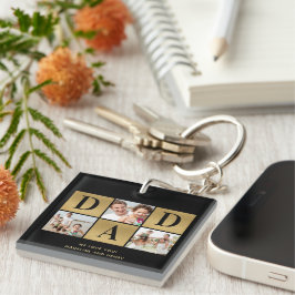Moderne Foto Collage Pap Fathers Day Sleutelhanger
