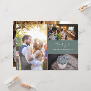 Moderne foto Collage Pine Green Wedding Bedankt