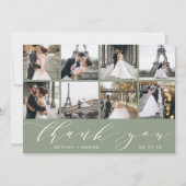 Moderne foto Collage Sage Green Bedankkaart (Voorkant)