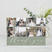 Moderne foto Collage Sage Green Bedankkaart (Staand voorkant)