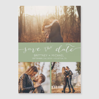 Moderne foto Collage Sage Green Save the Date