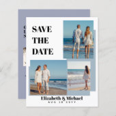 Moderne FOTO Collage Save Dates Stof Blauw (Voorkant / Achterkant)