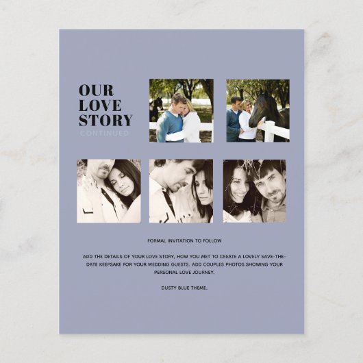 Moderne FOTO Collage Save Dates Stof Blauw (Achterkant)