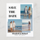 Moderne FOTO Collage Save Dates Stof Blauw (Voorkant)