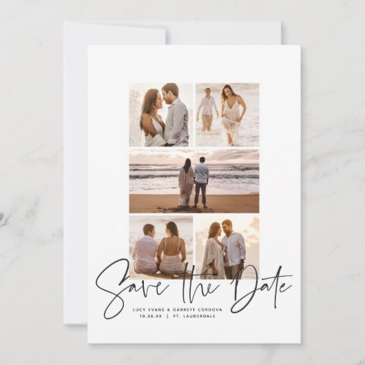 Moderne foto collage save the date (Voorkant)
