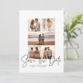 Moderne foto collage save the date (Staand voorkant)