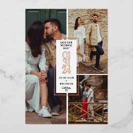 Moderne Foto Collage Save The Date Folie Uitnodiging