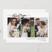 Moderne foto collage script bruiloft bedankkaart (Voorkant / Achterkant)