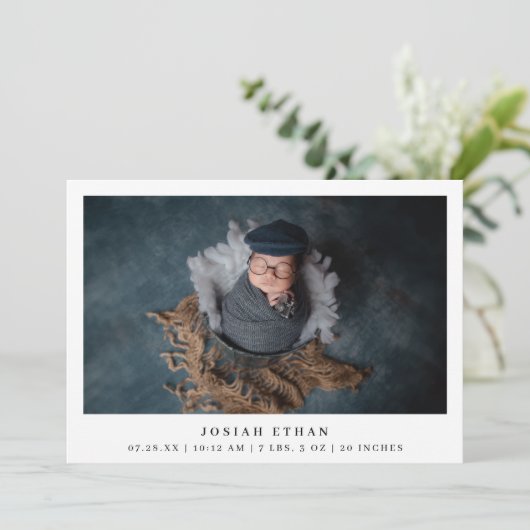 Moderne foto Collage Simple Newborn Birth Aankondiging (Staand voorkant)