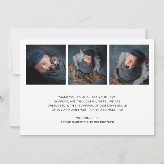 Moderne foto Collage Simple Newborn Birth Aankondiging (Achterkant)