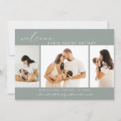 Moderne foto Collage Simple Script Birth Aankondiging (Voorkant)