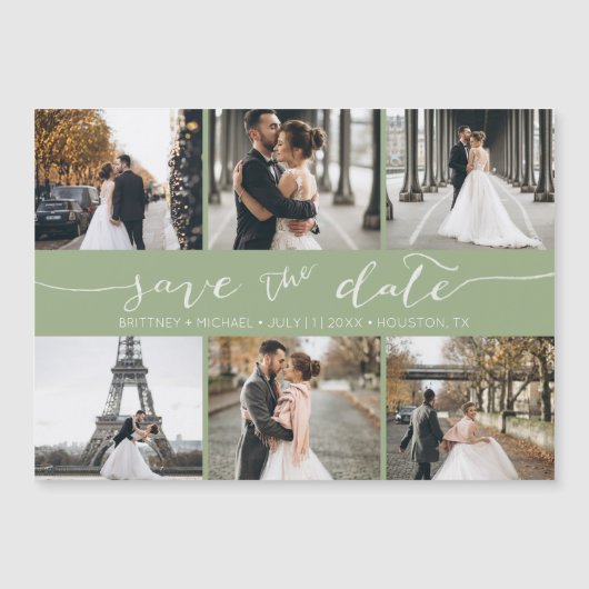 Moderne Foto Collage sparen de Datum Groen (Voorkant)