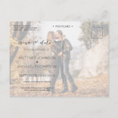 Moderne Foto Collage sparen de Datum Groen Aankondigingskaart (Achterkant)