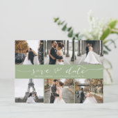 Moderne Foto Collage sparen de Datum Groen Save The Date (Staand voorkant)