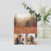 Moderne Foto Collage Terracotta Save the Date Feestdagenkaart (Staand voorkant)