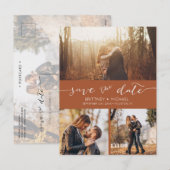Moderne Foto Collage Terracotta Save the Date Feestdagenkaart (Voorkant / Achterkant)