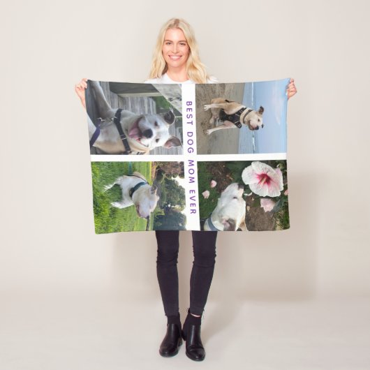 Moderne foto-collage voor de beste hond-moeder fleece deken (In situ)
