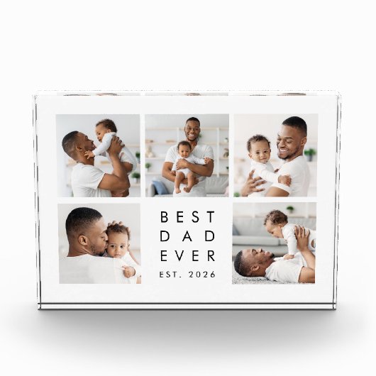 Moderne foto-collage voor de beste papa ooit fotoblokken (Voorkant)