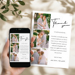 Moderne foto Collage Weddenschap Hartelijk dank Bedankkaart<br><div class="desc">Bedank je bruiloftsgasten met deze Modern Photo Collage Wedding Thank You Card, met een strak ontwerp dat op elegante wijze drie van je favoriete foto's laat zien. Perfect voor de bruid en bruidegom, deze kaart is eenvoudig maar stijlvol en kan worden afgedrukt of online worden verzonden voor extra gemak. Het...</div>
