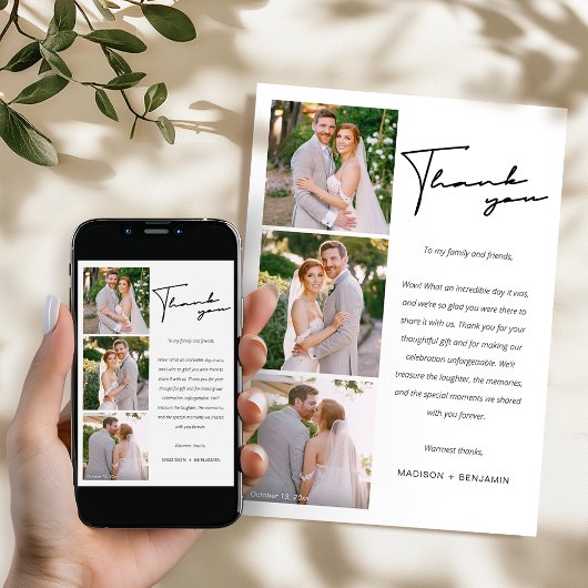 Moderne foto Collage Weddenschap Hartelijk dank Bedankkaart