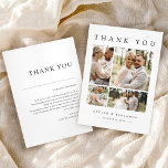Moderne foto Collage Weddenschap Hartelijk dank Bedankkaart<br><div class="desc">Leg de magie van uw speciale dag vast met de Modern Photo Collage Wedding Thank You Card, met een strakke lay-out voor 4 gekoesterde foto's. Het elegante zwart-wit ontwerp met schone, minimale typografie benadrukt prachtig uw oprechte boodschap van de bruid en bruidegom. Gemakkelijk te personaliseren, deze kaart is de perfecte...</div>