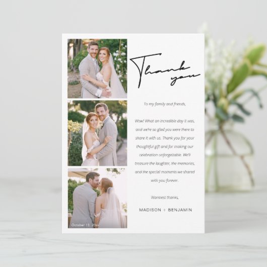 Moderne foto Collage Weddenschap Hartelijk dank Bedankkaart (Staand voorkant)