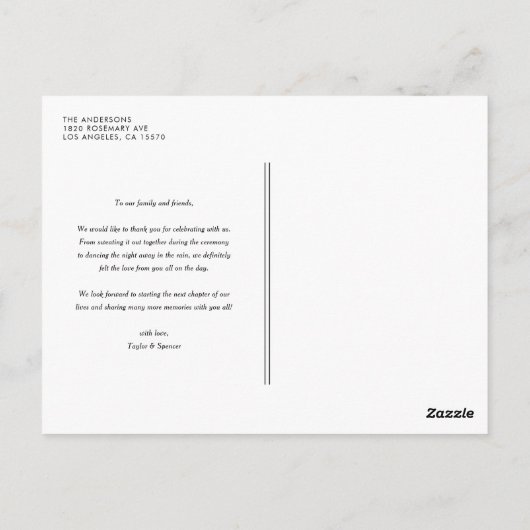 Moderne foto Collage Wedding Dank je Briefkaart (Achterkant)