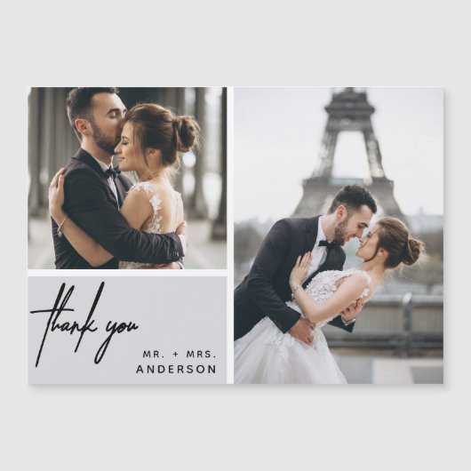Moderne foto Collage Wedding Gray Bedankt (Voorkant)